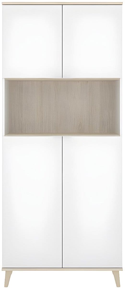 Vente-unique Keukenbuffet WAJDI - 4 deuren en 1 nis - Wit en eiken