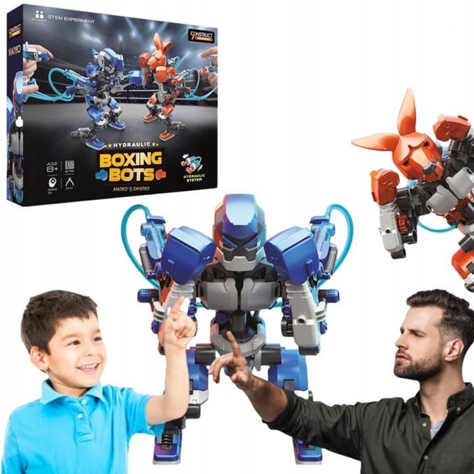 Construct & Create Hydraulische Boksende Tim & Tom Gevechtsrobots - Experimenteerset - Robot Speelgoed - Stem Speelgoed - DIY Bouwpakket - 93483