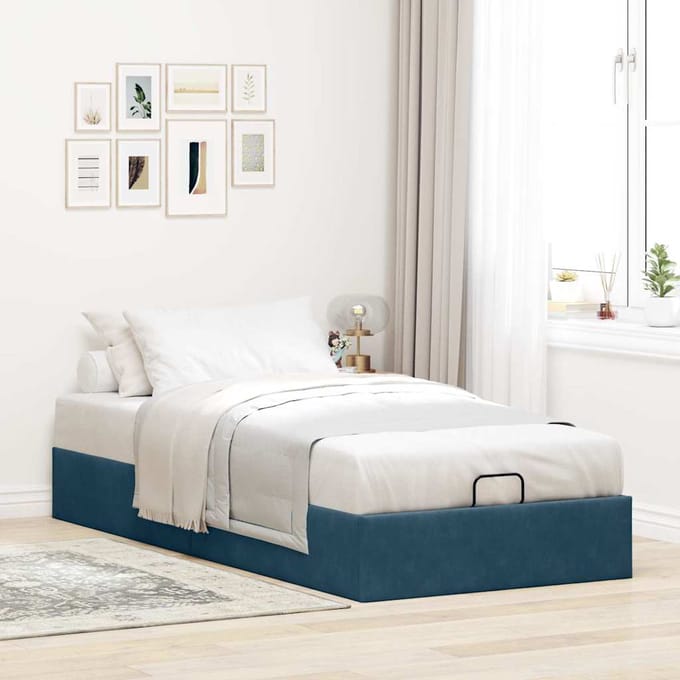 vidaXL - Bedframe - zonder - matras - 100x200 - cm - fluweel - donkerblauw