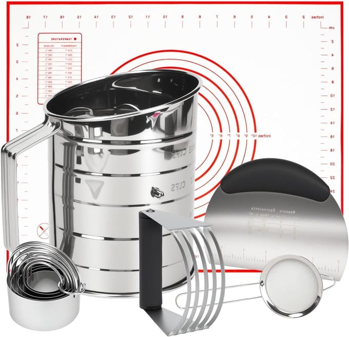 Bakken Tool Kit - Bakbenodigdheden Set - Thuis Bakken - Compleet Gereedschap - Diverse Maten - Zilver