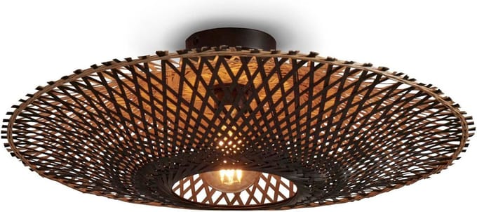 GOOD&MOJO Plafonniere Kalimantan - Bamboe Zwart - Ø60cm - Modern