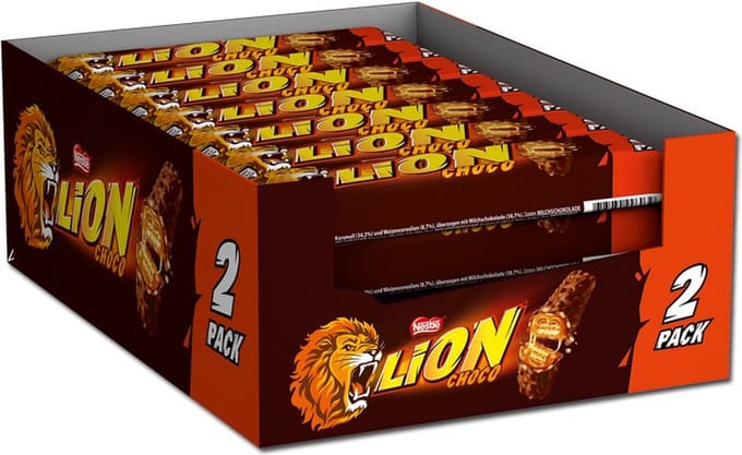 Lion Bar chocolate - knapperige wafels en romige karamel - 2 pack