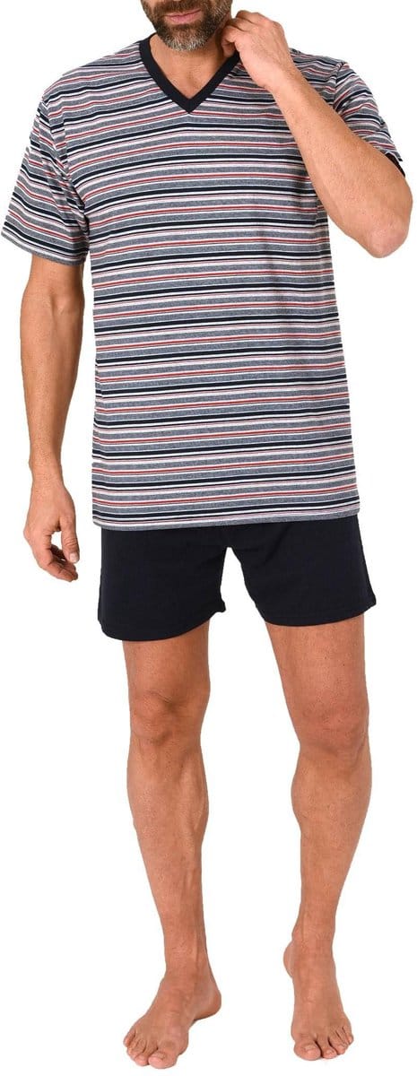 Herenpyjama Shorty met korte mouwen Pyjama in een geweldige gestreepte look