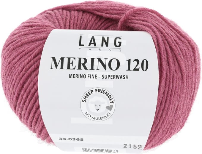 Lang Yarns Merino 120 - 365 framboos mix - Merinowol Garen
