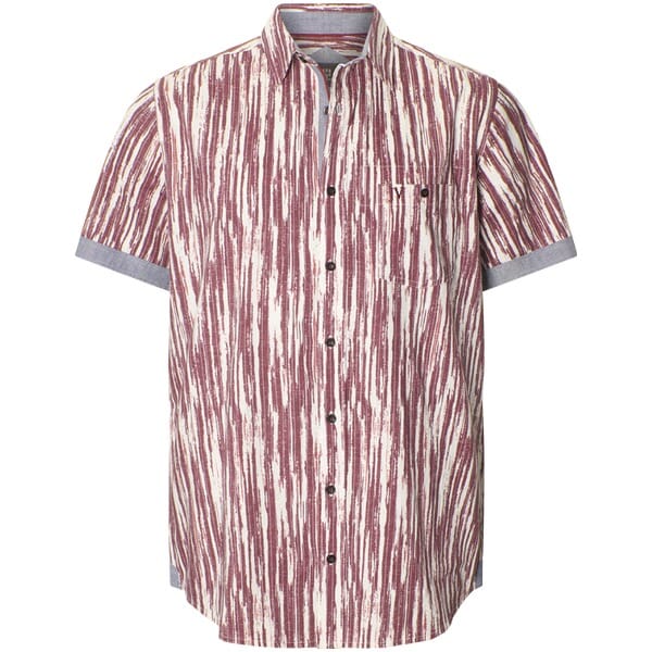Jan Vanderstorm herren Overhemd Met Korte Mouwen - 51/52 - donkerrood - Plus Size