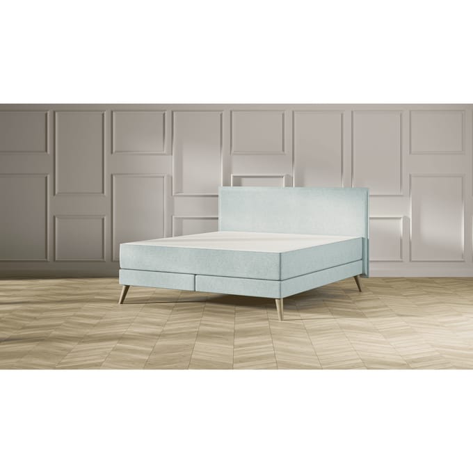 Emma Original Elite Boxspring Bed 140x200 - Mint - Effen Hoofdbord - Beukenhout Pootjes
