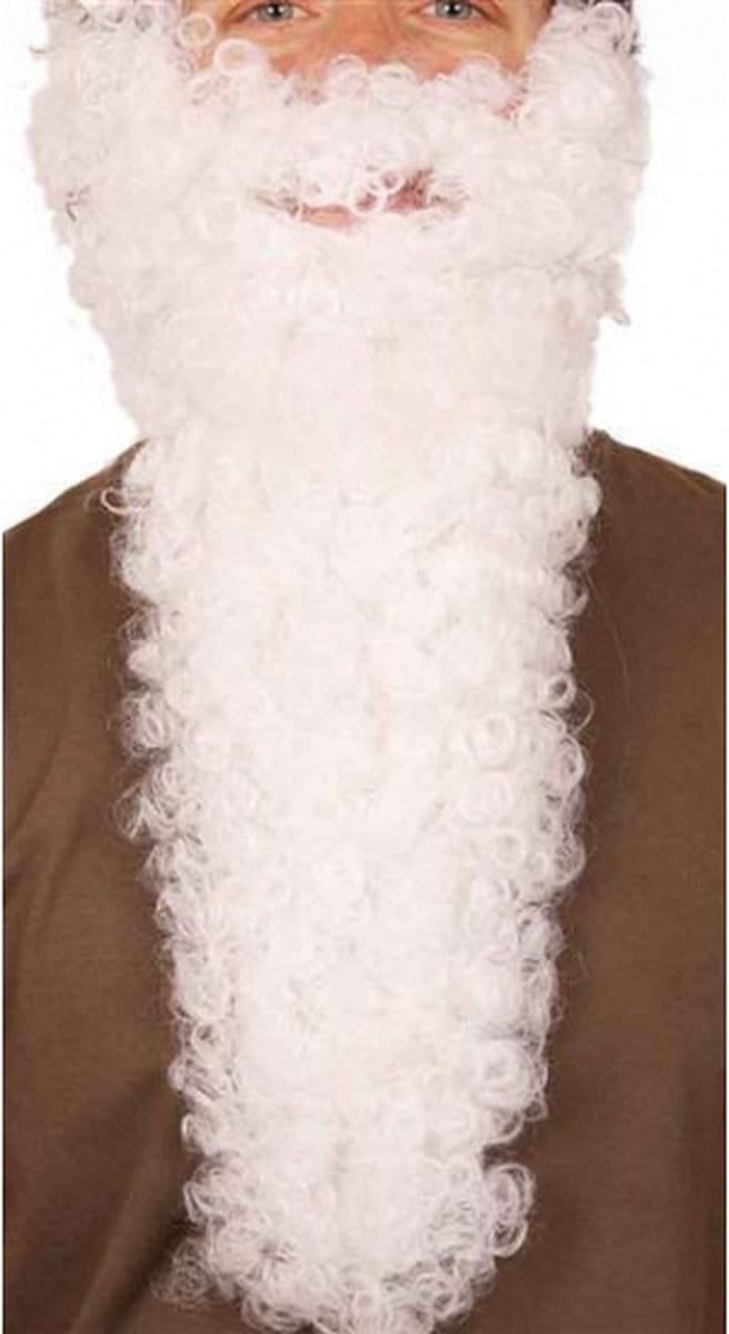 Lange witte gekrulde verkleed baard - carnaval - heren - kabouters/oude mannen
