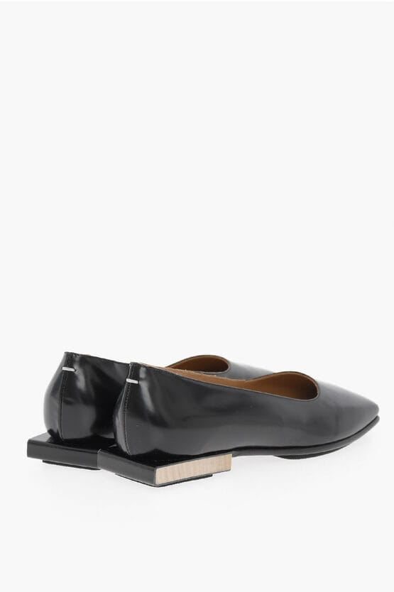MM22 Lakleer ballerina's met vierkante hak in zwart