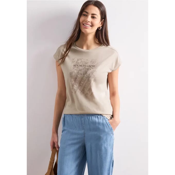 Shirt met hangende schouder en artwork