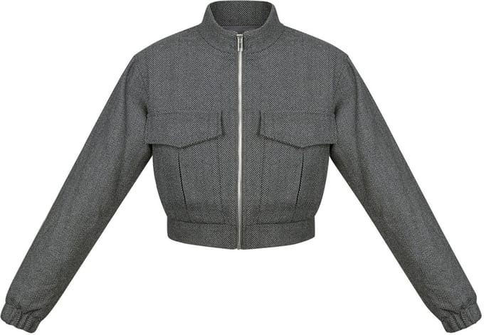 Moderne Polyester Vrouwen Korte Jas in Utility Stijl - Grijs - Maat S