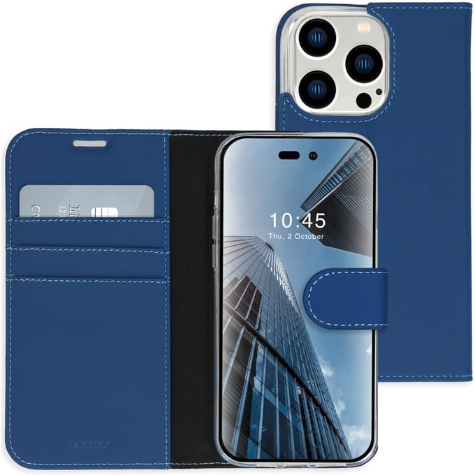 Accezz Hoesje - Geschikt voor Apple iPhone 14 Pro Max - Wallet Softcase Bookcase - Donkerblauw
