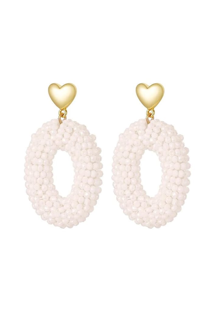 Bijoutheek Oorknoppen Hart Hoop Ovaal Kralen Creme