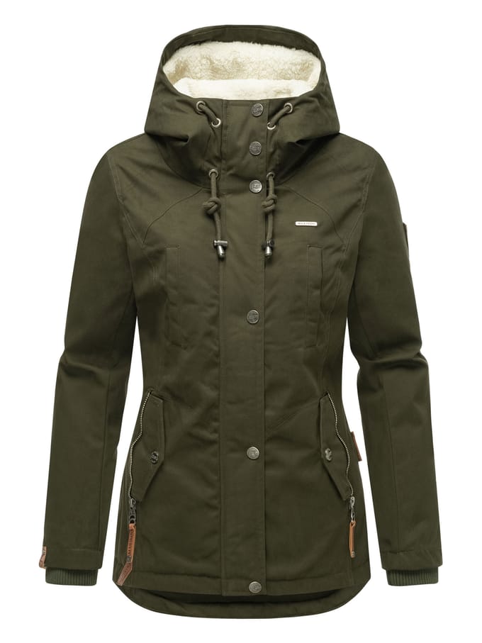Marikoo dames winterjas met teddyfleece voering & capuchon
