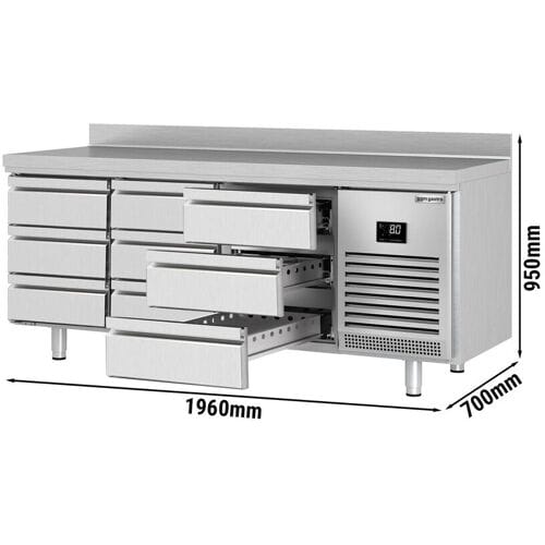 GGM Gastro Kühltisch Premium PLUS - 1960x700mm - 9 Schubladen - Aufkantung
