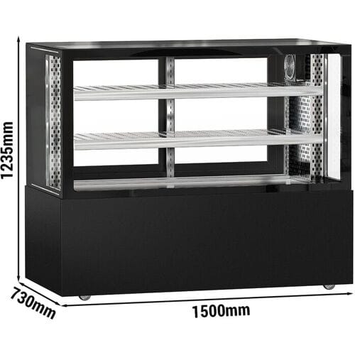GGM Gastro Fleischvitrine MADRID - 525 liter - 1500mm - dubbel glas - schuifdeuren - met 2 schappen - zwart mat zwart