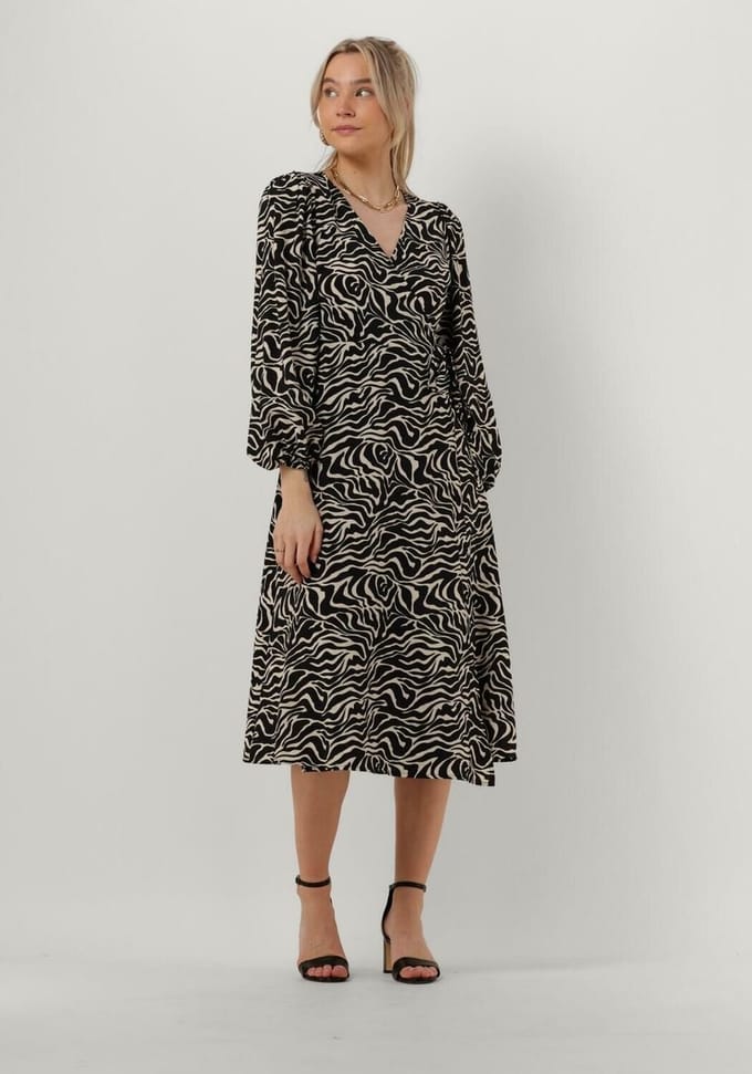 Object Objleonora L/s Wrap Midi Dress Jurken Dames - Rok - Jurk - Zwart - Maat 34