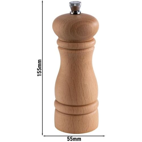GGM Gastro (6 Stück) Salzmühle - ETERNAL - Holz - Höhe: 155mm - Beige
