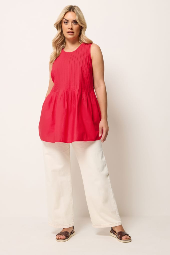 Yours Rode Geplooide Peplum Camitop Size 42