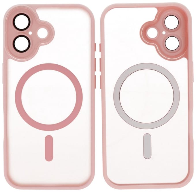 MagSafe Hoesje Geschikt voor iPhone 17 - Mat-Transparent met Camera Beschermer Case - Roze