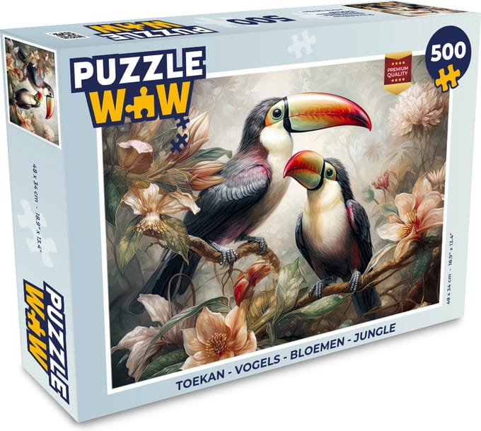 Puzzel Toekan - Vogels - Bloemen - Jungle - Legpuzzel - Puzzel 500 stukjes