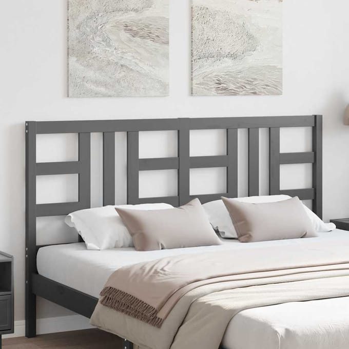 vidaXL - Hoofdbord - 166x4x100 - cm - massief - grenenhout - grijs