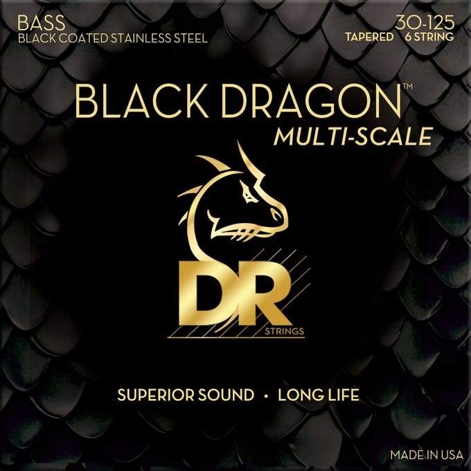DR DBSMB6-30 Black Dragon Multiscale Bass Guitar Strings 30-125 - Snarenset voor 6-string basgitaar