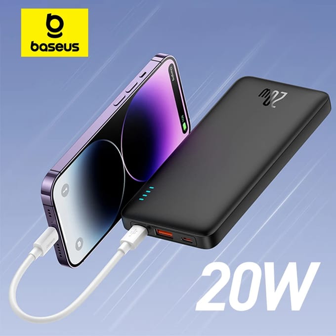 Baseus Airpow - Powerbank - 20W - 20000mAh - USB-A & USB-C Kabel