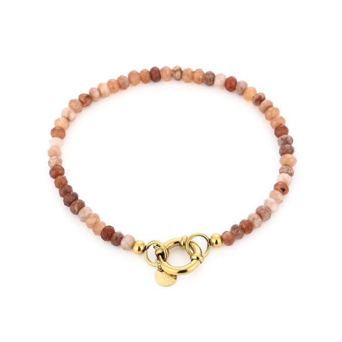 Bijoutheek Armband (Sieraad) Glas Kralen Khaki