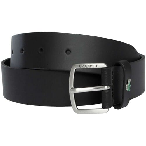 LACOSTE Leren Riem Plain Leather Belt W85 Noir Zwart