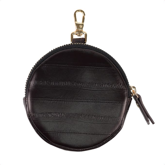 Selencia Echt Leren Mini Pouch - Sleutelhanger Telefoontasje - Dark Chocolate