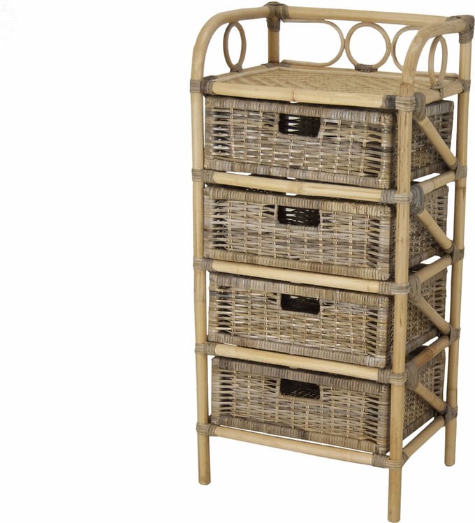 Rotan kast met 4 laden