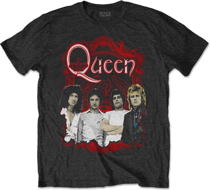 Queen - Ornate Crest Photo Heren T-shirt - 2XL - Zwart