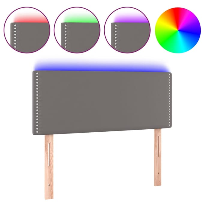 vidaXL Hoofdbord LED 100x5x78/88 cm kunstleer grijs