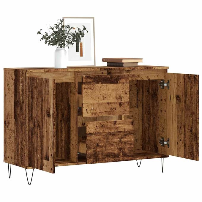 vidaXL Dressoir 101,5x35x70 cm bewerkt hout oud houtkleurig