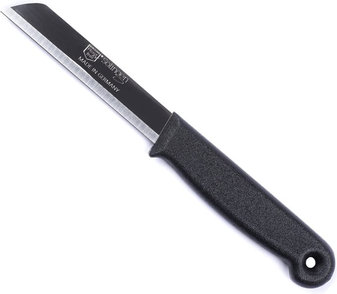 Solingen Schilmesje – RVS Glad – 18,5 cm met Blade Cover – Zwart