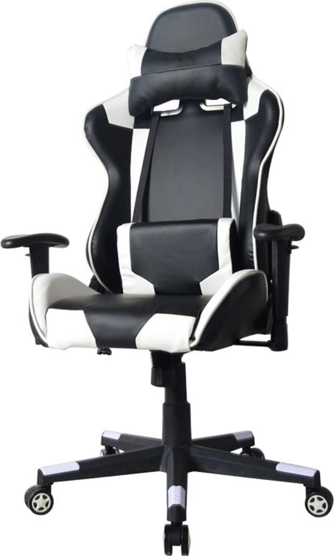 Gamestoel Thomas - bureaustoel racing gaming - ergonomisch - zwart wit
