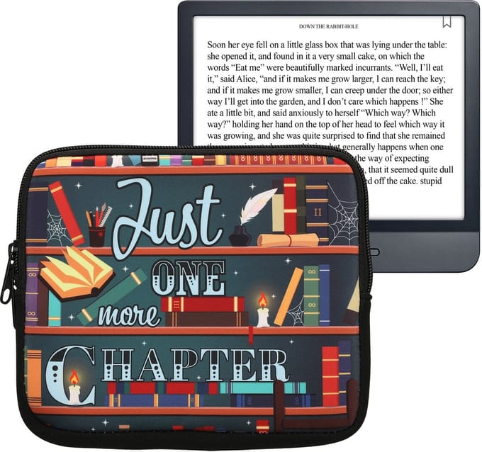 kwmobile Universele Cover voor eReader - Neopreen hoesje bibliotheek design meerkleurig -