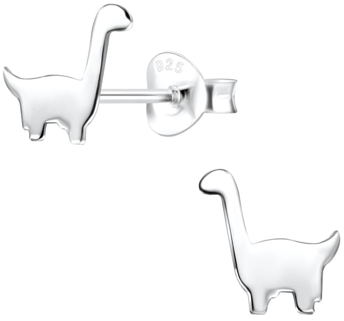 Joy|S - Zilveren dino oorbellen - gepolijst - dinosaurus 7 x 8 mm