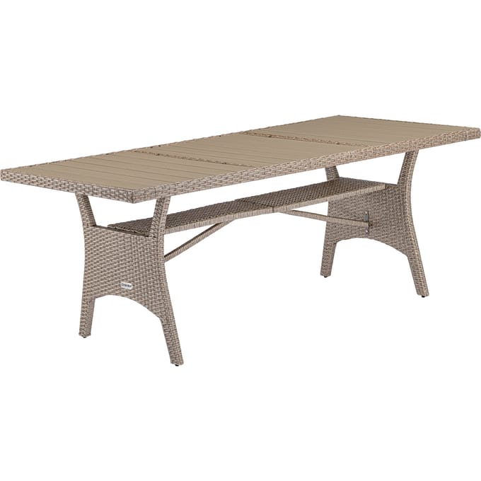 Casaria Polyrattan Tuintafel - WPC Tafelblad 190x90x74 cm – Beige