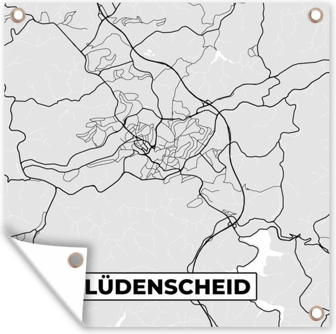 Tuindoek Duitsland - Plattegrond - Lüdenscheid - Kaart - Stadskaart - 100x100 cm