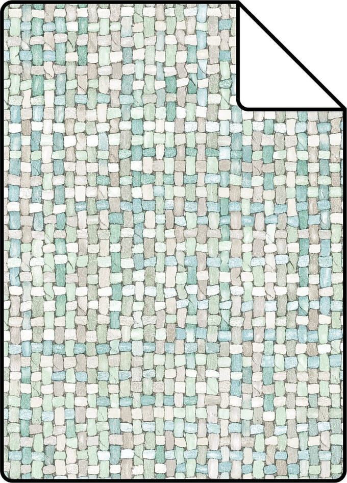 Proefstaal ESTAhome behang geweven linnenstructuur vergrijsd mintgroen - 26.5 x 21 cm - 148662-S