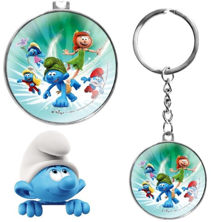Smurfen Sleutelhanger Glas 7 cm – Wilde smurf en Smurfen – Power Gift – Sleutelhanger Cadeau