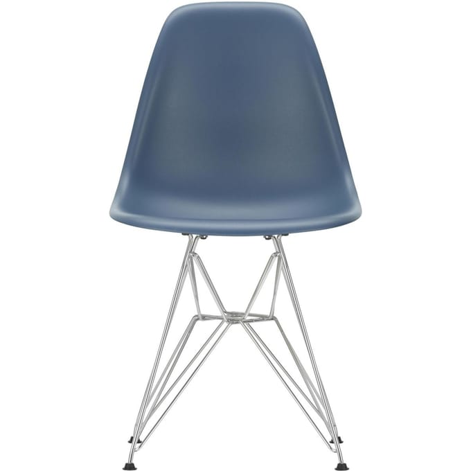 Vitra - DSR Eames Plastic Sidechair - verchroomd - zeeblauw RE