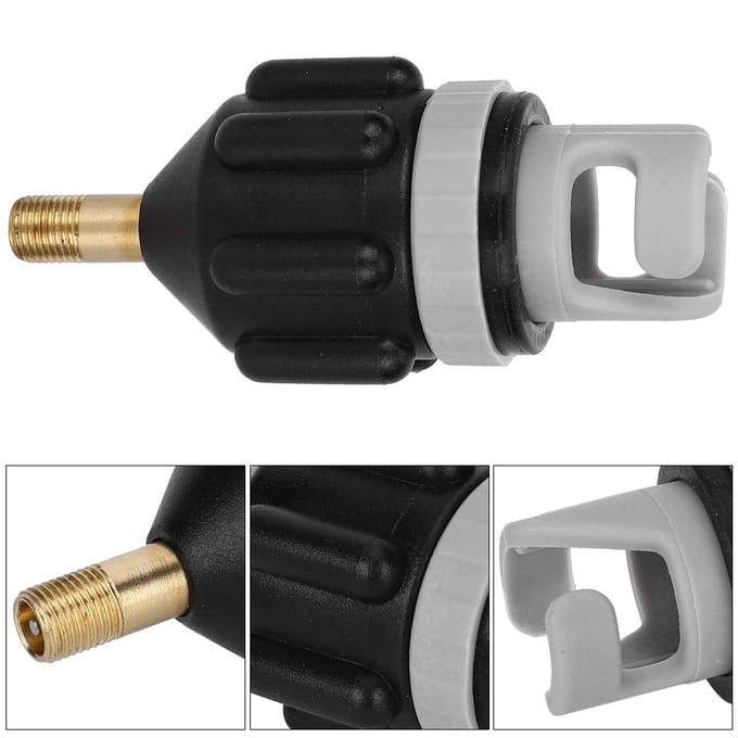 Lot de 2 têtes d'adaptateur pour pompe à air, gonfleur, planche de surf, paddle, canoë, accessoire noir