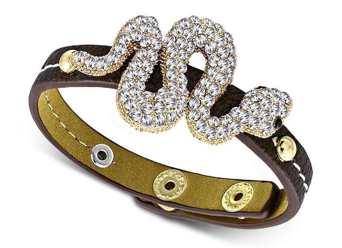 Amanto Armband Cormac Brown - PU Leer - Messing - Slang - 30mm - 18-22cm