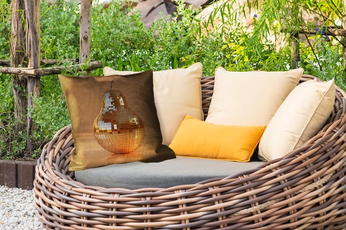 Buitenkussen - Goud - Disco - Glitter - Peer - 45x45 cm - Weerbestendig