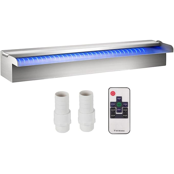 Vevor Waterval Zwembad Fontein Rechthoekig & LED Strip Verlichting 23,6  X 4,5  X 3,1
