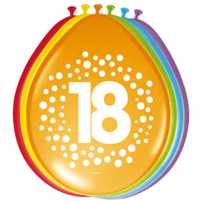 Ballonnen 18 Jaar Happy Birthday Dots - 8 stuks