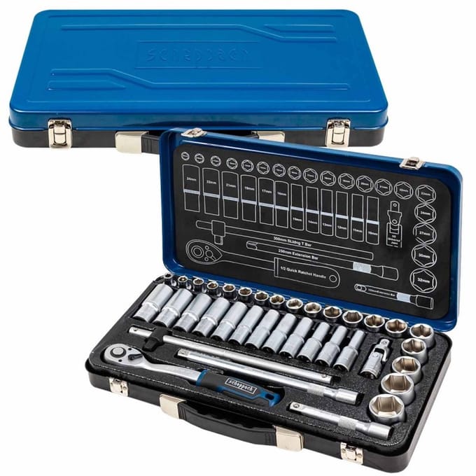 Scheppach SCH-4362M - Dopsleutelset - 36 Delig - 1/2” - 8-32mm