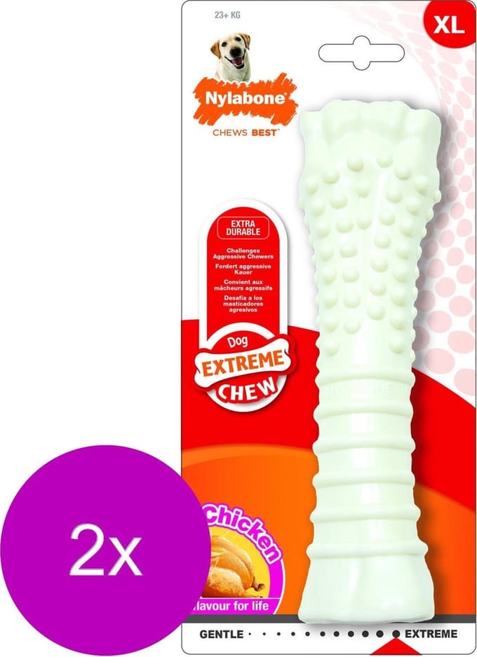 Nylabone Durachew Bone Souper Xl - Hondenspeelgoed - 2 x Wit